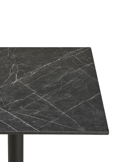 Table bistro carrée 60cm, aspect marbre Gris/Noir
