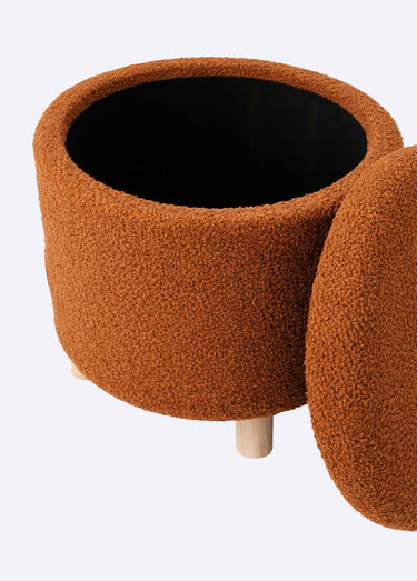 Pouf de rangement en maille bouclette Terracota