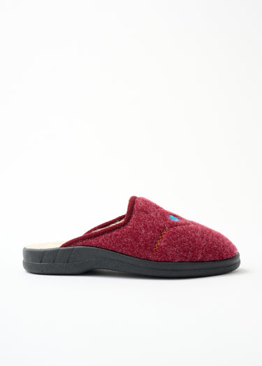 Chaussons mules largeur confort brodés fourrés Bordeaux