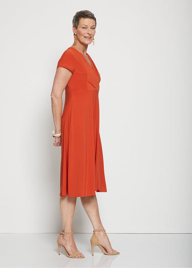 Robe courte décolleté effet cache-coeur Uni Brique