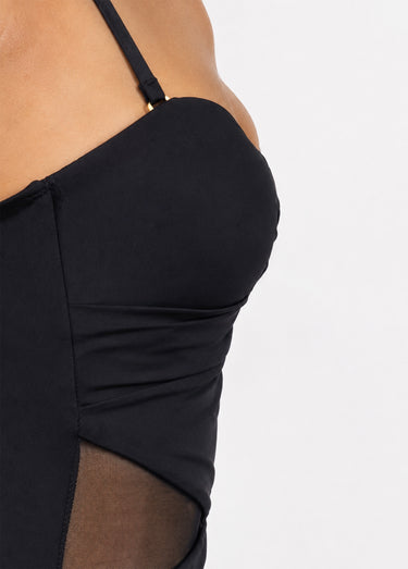 Maillot de bain empiècements résille Noir