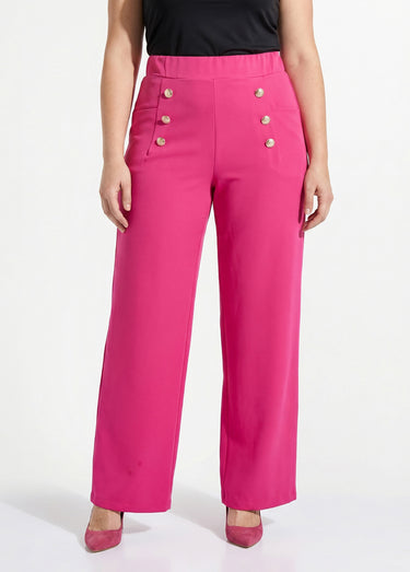 Pantalon effet pont taille élastiquée Fuchsia