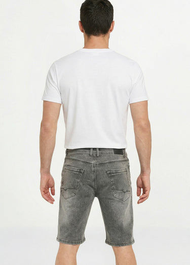 Short en toile denim délavée Gris