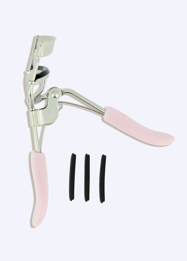 Recourbe cils inox + 3 coussinets silicone Rose