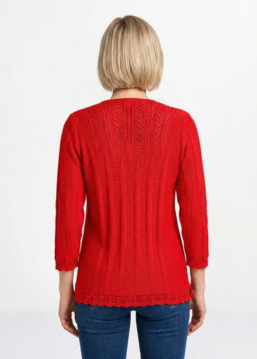 Pull court ajouré col rond Corail