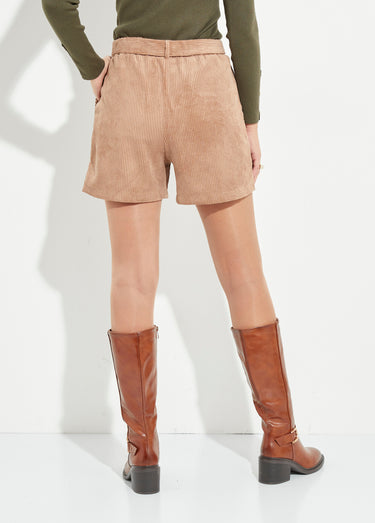 Short en velours à grosses cotes Camel