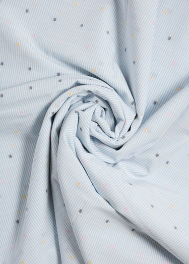 Coupon tissu rayures et pois plumetis Raye Bleu
