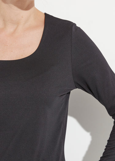 T-shirt col danseuse manches longues Noir