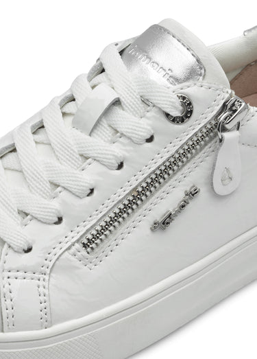 Baskets semelle épaisse avec zip et lacets Blanc