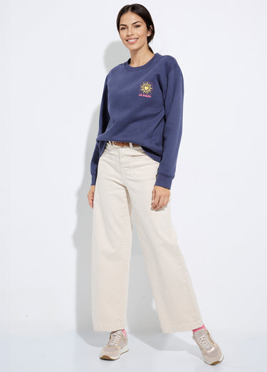 Sweat molletonné sérigraphie soleil Marine
