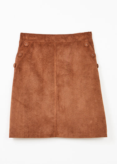 Jupe droite courte velours milleraies Marron