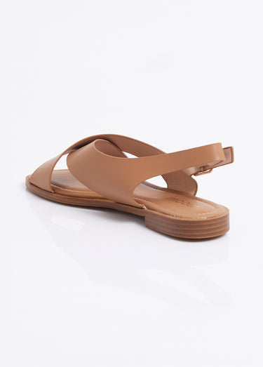 Sandales plates avec brides croisées Taupe