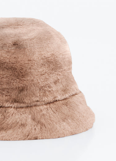 Chapeau seau bob fausse fourrure Uni / Marron