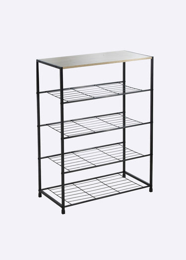 Etagère à chaussures 4 niveaux métal Bois Clair