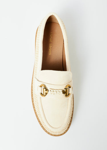 Mocassin bimatière effet natté et daim Beige