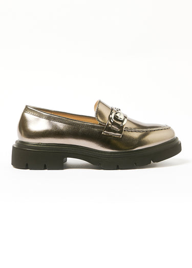 Mocassins à semelle crantée mors métal Gris