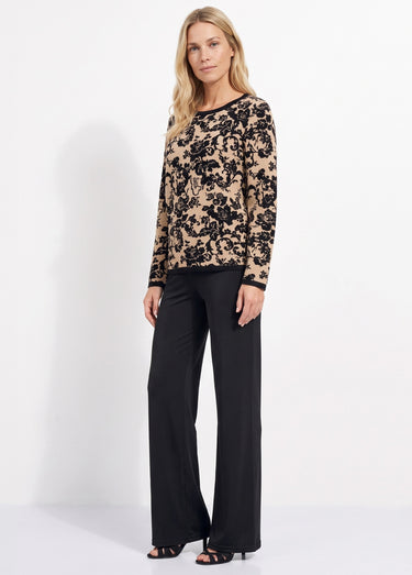 Pantalon taille élastiquée fluide évasé Noir