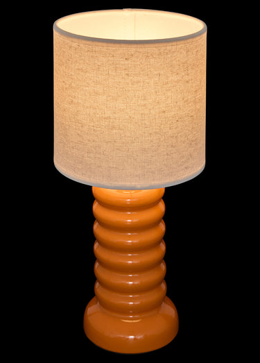 Lampe avec pied céramique ondulé Orange