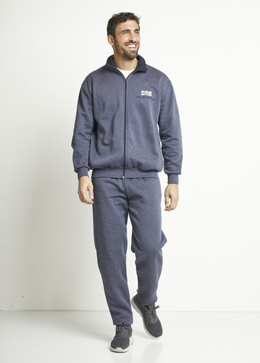Veste molleton zippée col montant coton Bleu Grise