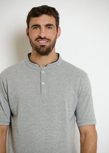Polo col officier contrastant Gris