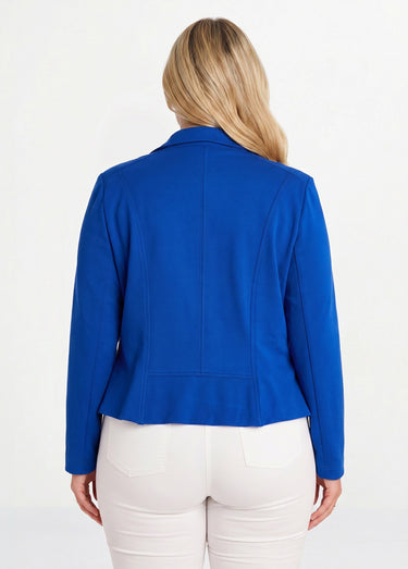 Veste courte zippée droite maille milano Bleu Dur