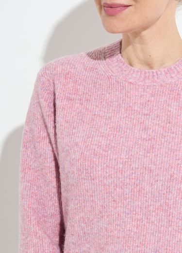Pull chaud côtelé avec laine et fibres recyclées Rose