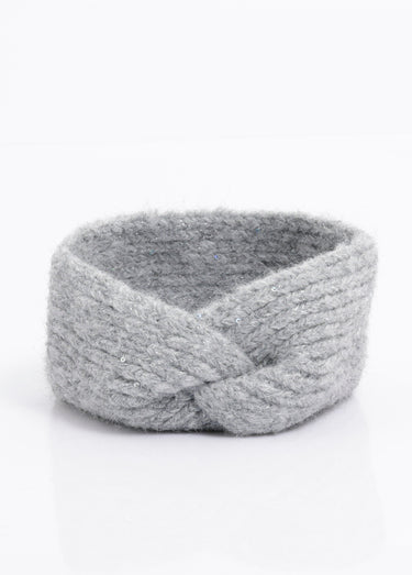 Bandeau chaud maille brillante à sequins Gris