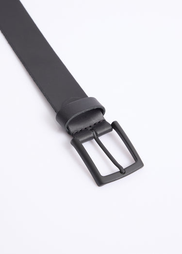 Ceinture monochrome cuir à bords francs Noir