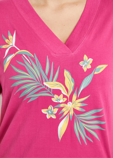 Robe de plage courte coton Fuchsia