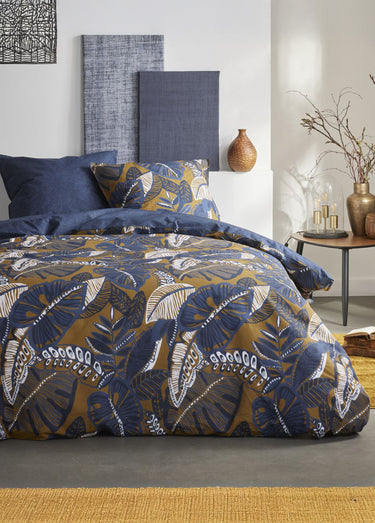 Parure pur coton 260 x 240cm, Exotica Bleu Marine