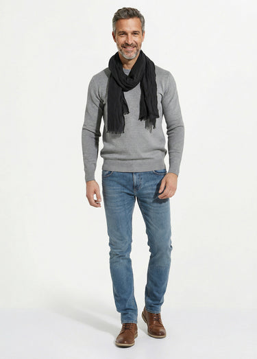 Foulard type chèche avec petites franges Noir