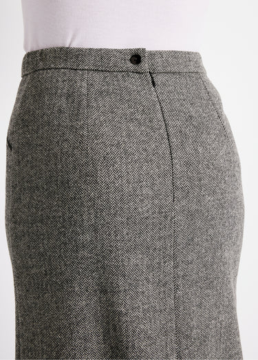 Jupe chevrons ou chiné longueur 70 cm avec laine Chevrons Gris