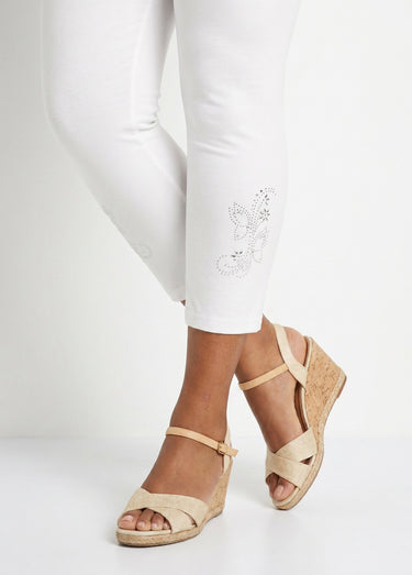 Legging court uni ceinture élastiquée Blanc
