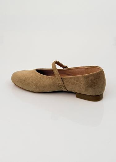 Ballerines babies plates façon cuir suédé Kaki/Beige