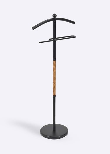 Valet de nuit métal et effet bois Noir / Bois