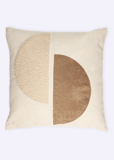 Coussin carré déhoussable bimatière Blanc/Beige