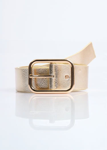 Ceinture boucle métallisée rectangle Dore