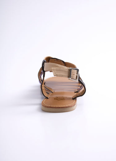 Sandales spartiates brides multicolores Marron