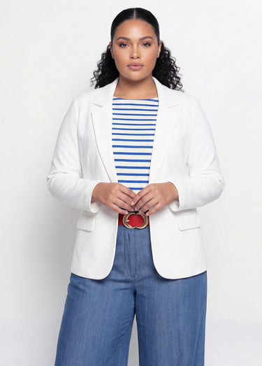 Veste droite boutonnée maille milano unie Blanc