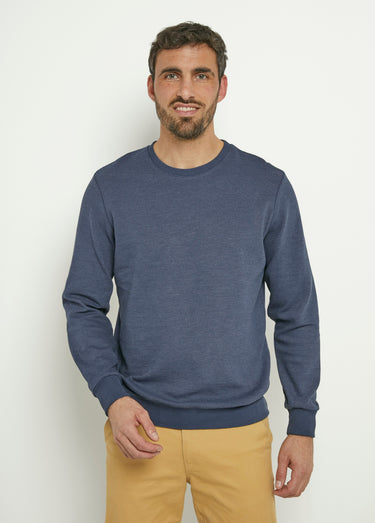 Sweat texturé col rond manches longues Indigo