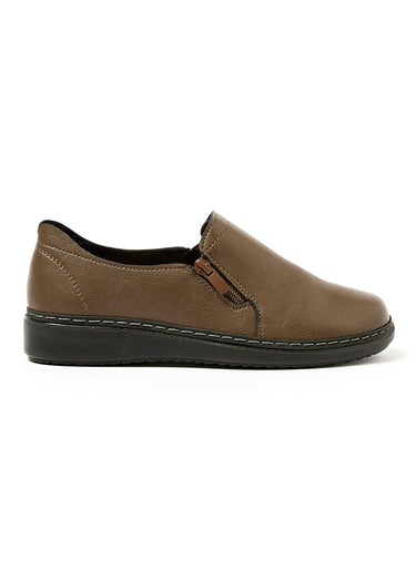 Derbies loafers confortables avec zip Marron