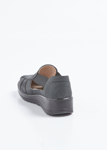 Sandales élastiquées largeur confort Noir