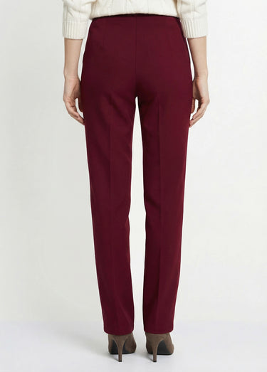 Pantalon droit uni taille semi élastiquée Bordeaux