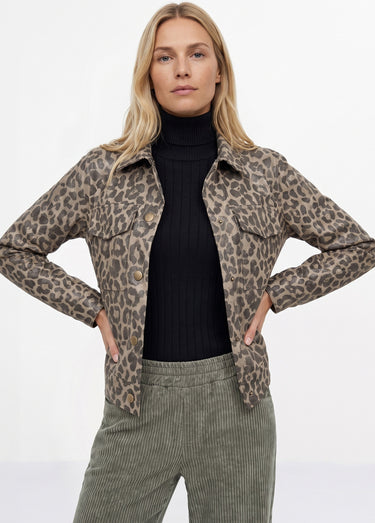 Veste courte en toile motif panthère Leopard