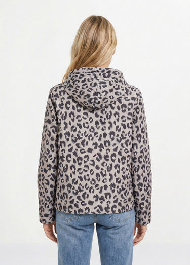Coupe vent déperlant court motif léopard Noir/Leopard