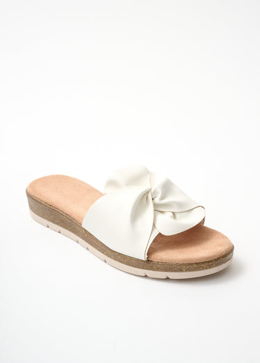 Mules vegan largeur confort compensées Blanc