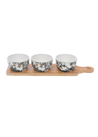 Coffret 3 bols Nature + planche bois Vert