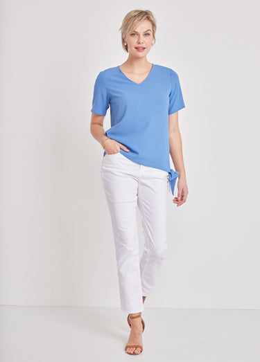 Tunique blousante courte unie ou imprimée Bleu