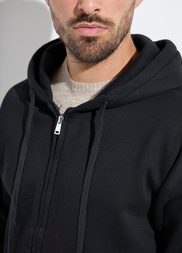 Sweat shirt zippé avec poche kangourou Noir
