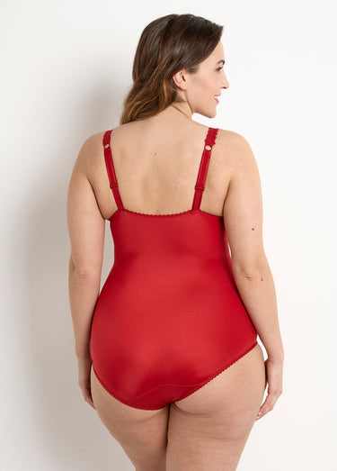 Body sans armatures dentelle incrustée Carmin